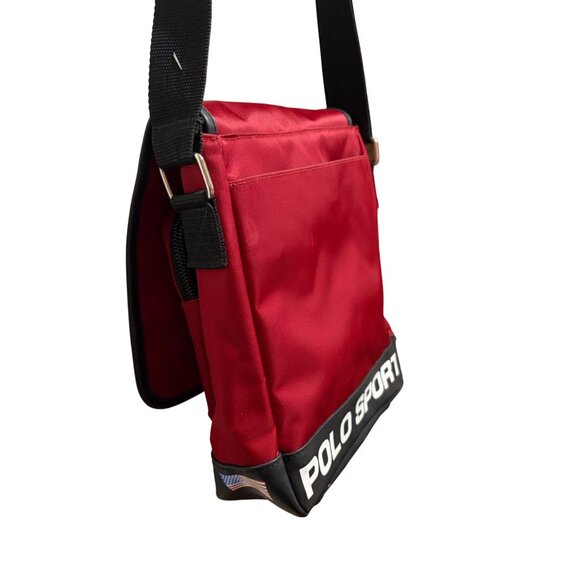 Y2K Polo Ralph Lauren Crossbody Bag 90s Spell Out American Flag M Preppy Sport - Picture 15 of 16